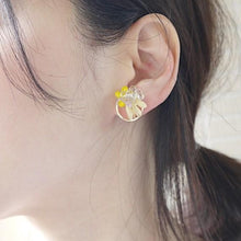 將圖片載入圖庫檢視器 黃色含羞草花纖細造型耳環
