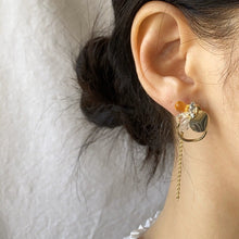 將圖片載入圖庫檢視器 金屬與天然石混搭造型耳環