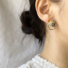 將圖片載入圖庫檢視器 金屬與天然石混搭造型耳環